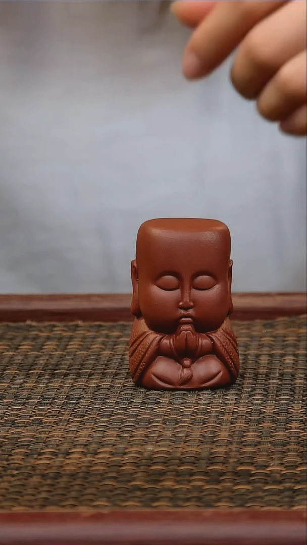 紫砂茶宠朱泥平头