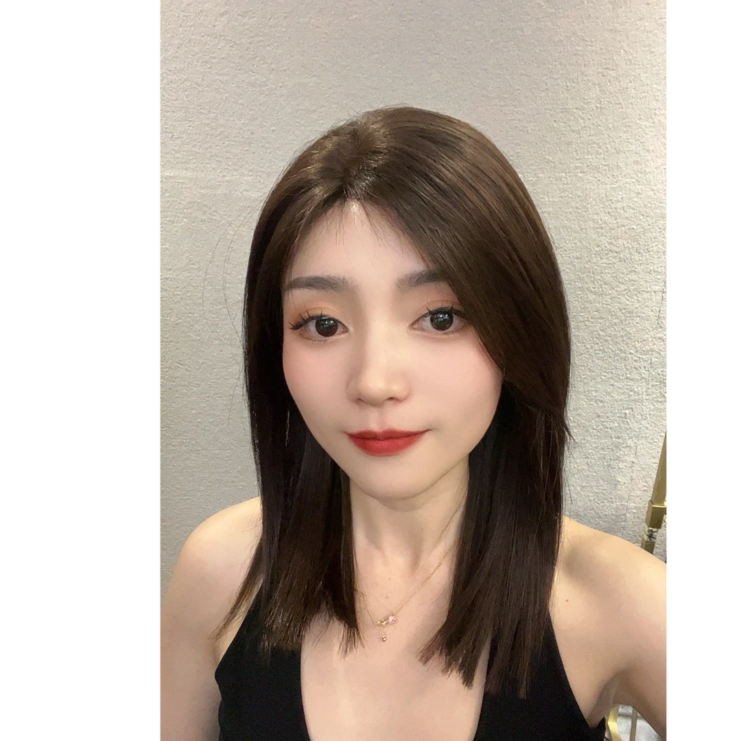 38cm手织蕾丝仿真大头皮新款锁骨发全真发全头套钩织透气