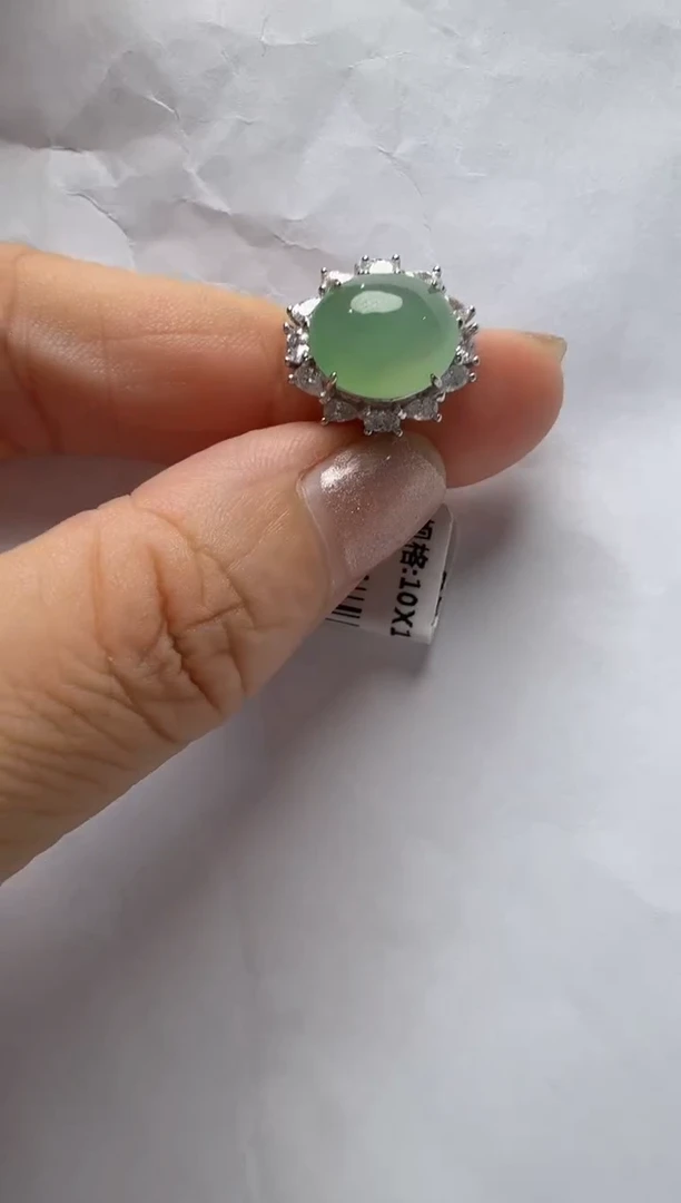 翡翠银S925镶嵌吊坠(不含链)925银镶缅甸A货翡翠戒指