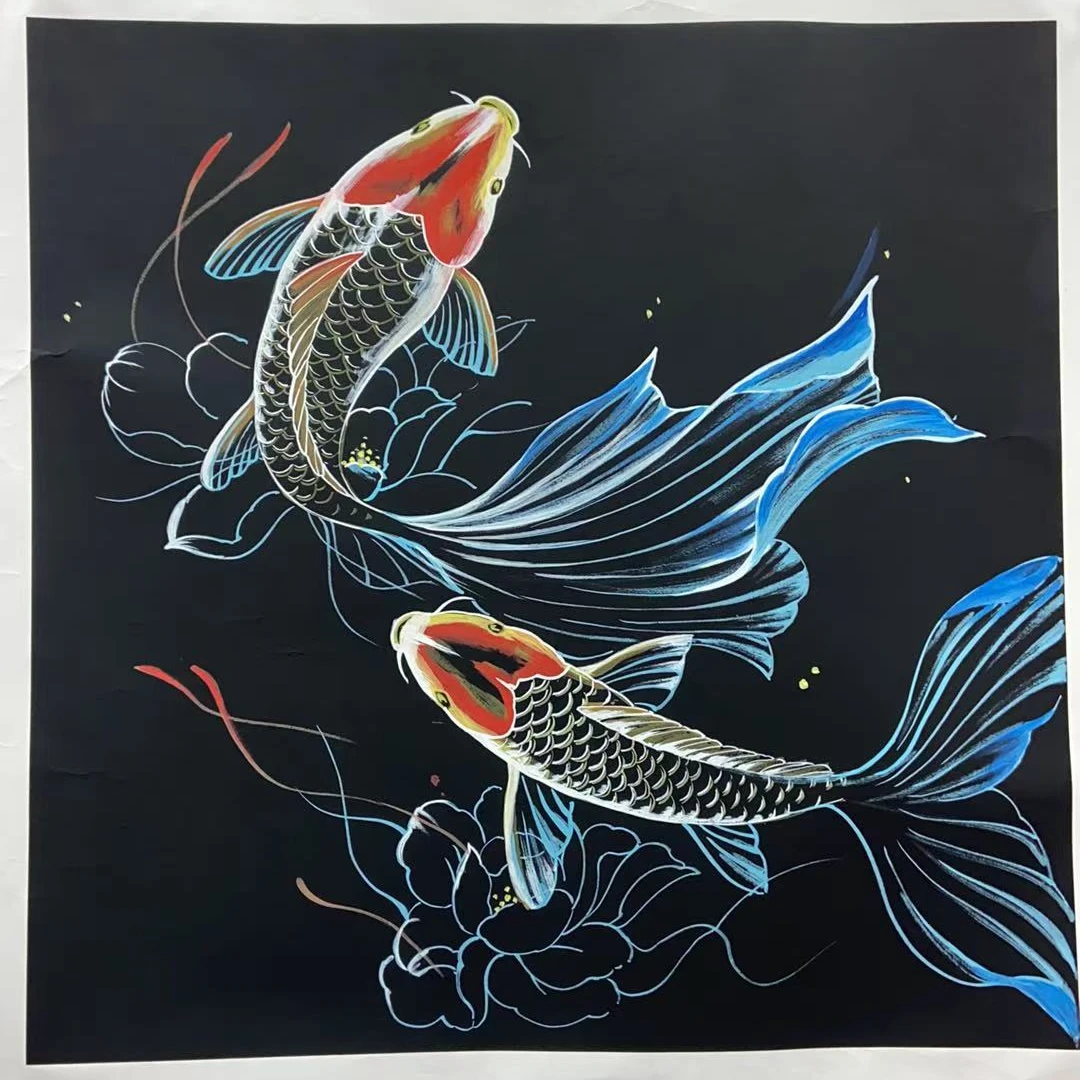 史维钢老师亲笔手绘国画锦鲤