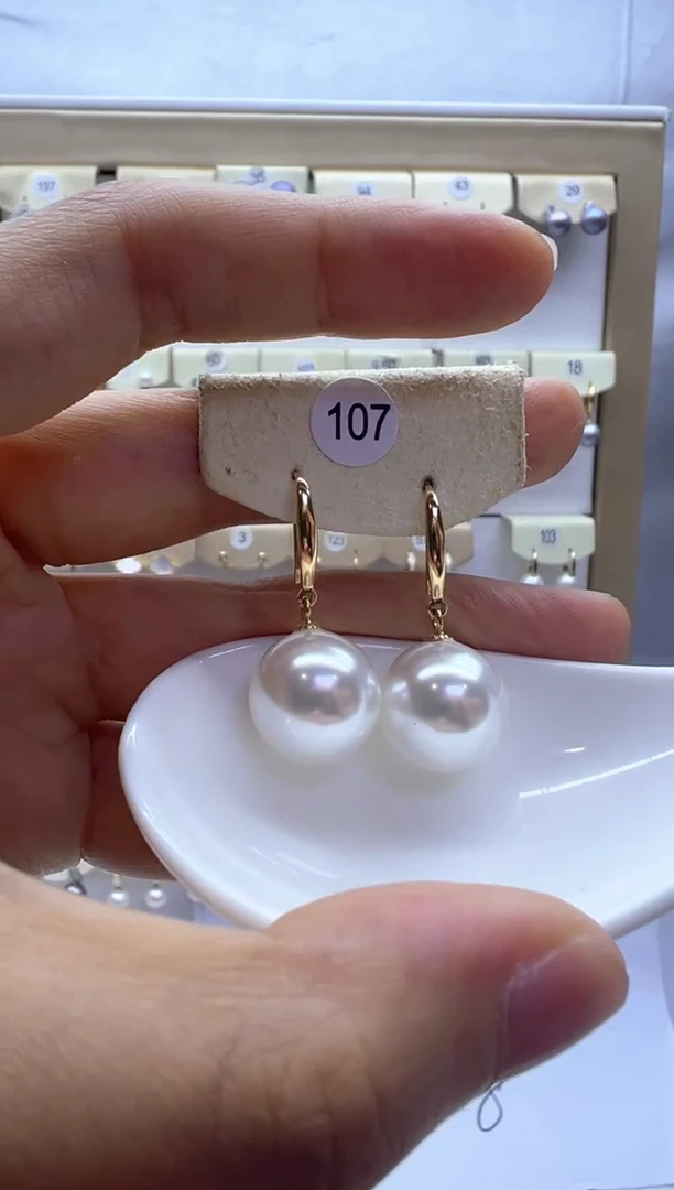 银S925镶嵌淡水珍珠耳饰107