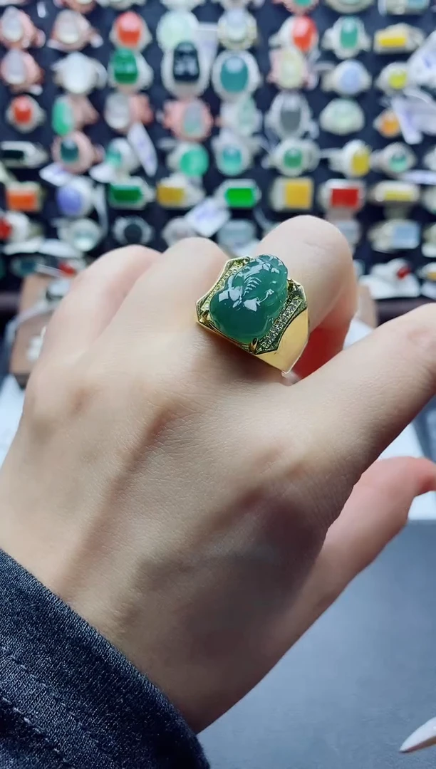 未镶嵌戒指翡翠天然翡翠A货男戒