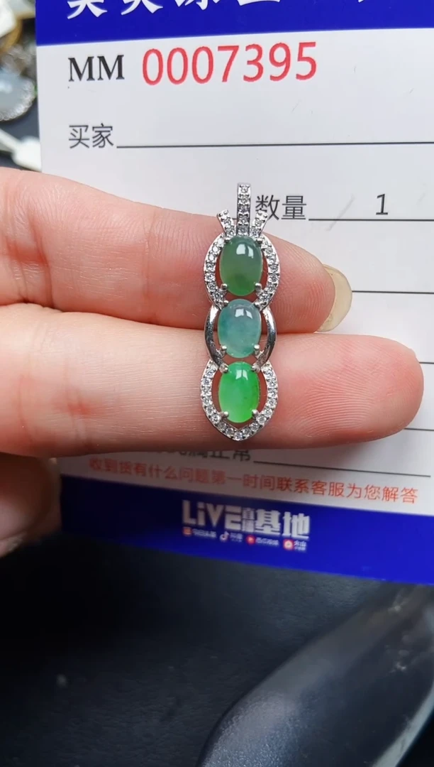 翡翠银S925镶嵌颈饰7395