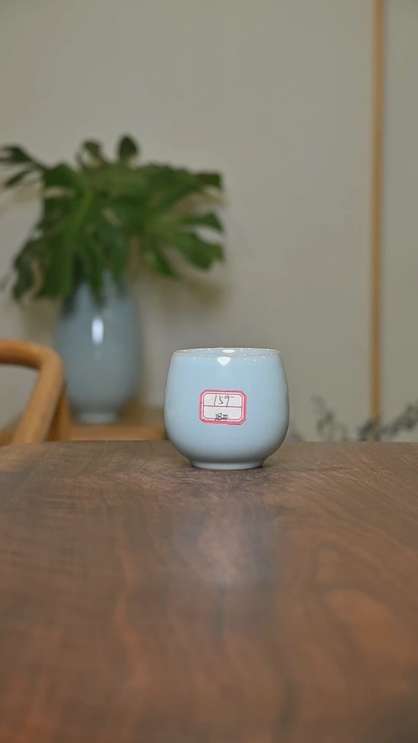 18#暖心杯 天青 微瑕 朱家汝窑款