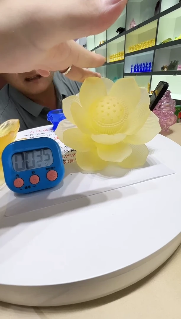 琉璃手工艺品华*古法琉璃莲花摆件