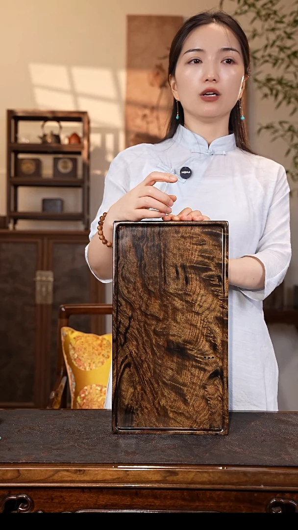 乌木类家具金丝楠阴沉木 满花纹茶盘