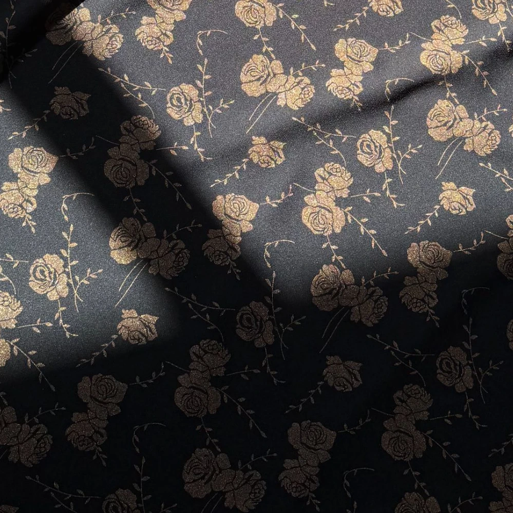 400克【黑底玫瑰雕花针织四面弹】秋冬连衣裙打底衫裤子面料