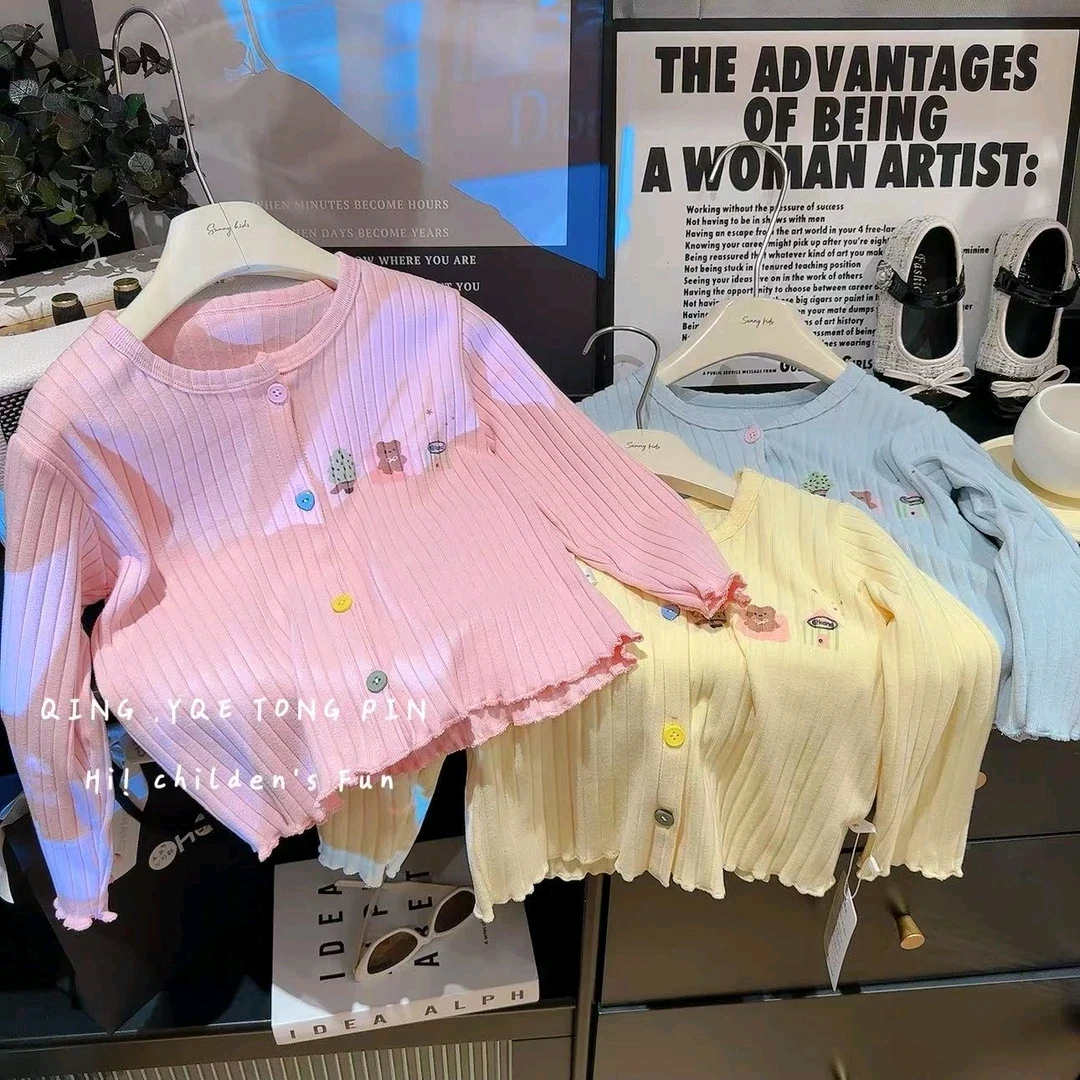 【宠粉福利】春季针织柔软开衫儿童卡通彩扣长袖韩版童装女童