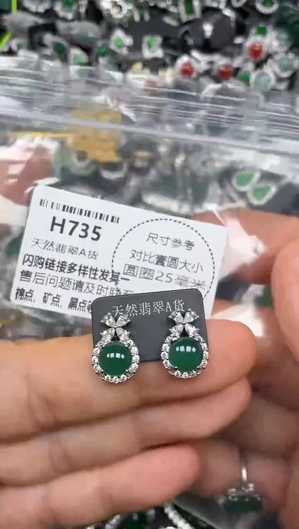 颈饰未镶嵌翡翠H735耳钉