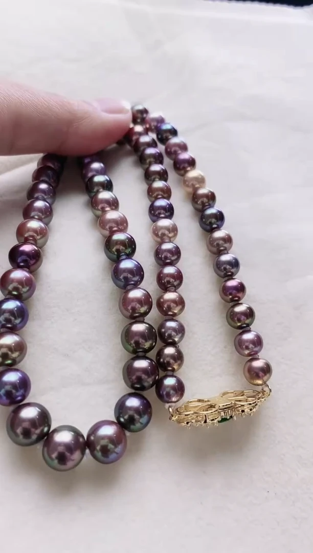 项链银S925镶嵌淡水珍珠淡水紫珠项链