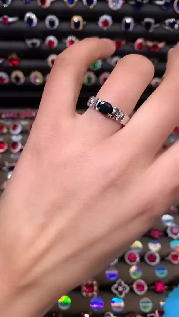 【闪购商品】蓝宝石戒指银S925镶嵌山蓝