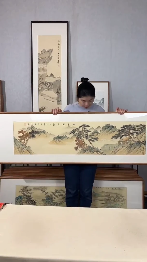 国画手绘*松风雅居图52*172cm带框发货