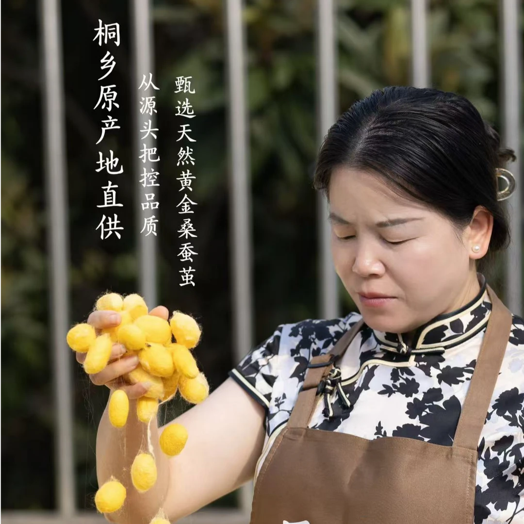桐乡辰宝宝【现代手工】黄金双宫茧桑蚕丝网红长丝春被夏秋冬蚕丝被