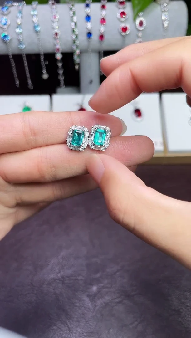 合金合成钻石耳饰帕拉伊巴耳钉