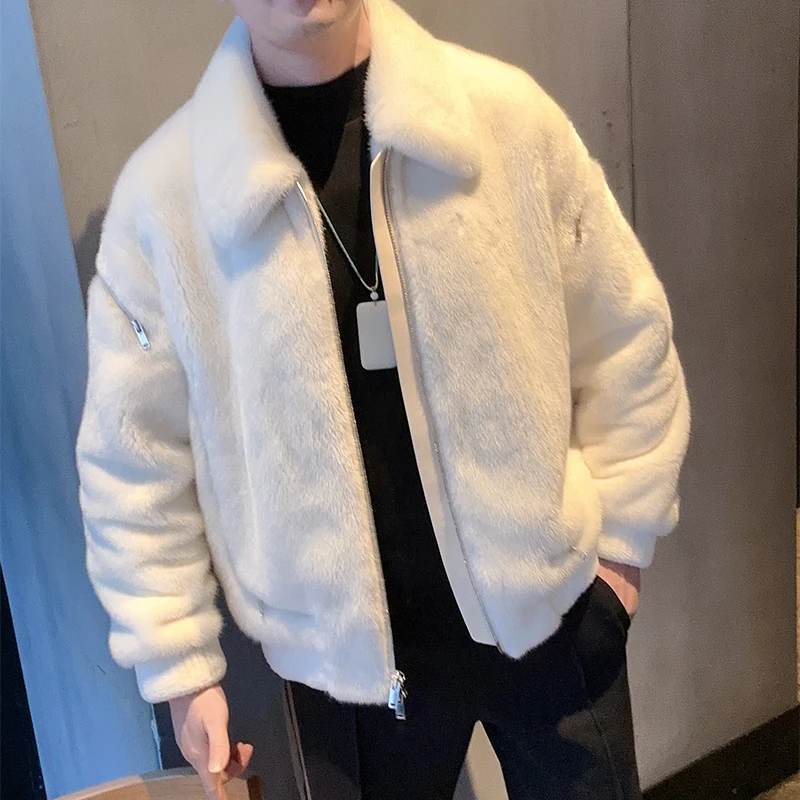 【南兮】NANXI 小众设计 纯白色飞行夹克男装外套拉链设计 经典百搭