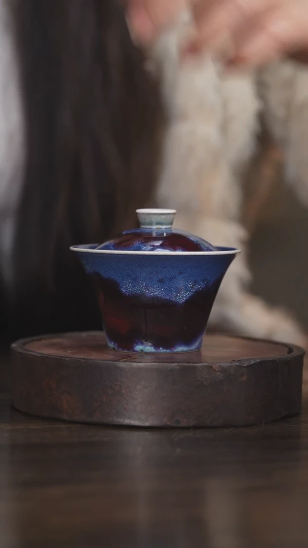 【闪购商品】杯41柴房陶瓷柴烧紫韵盖碗