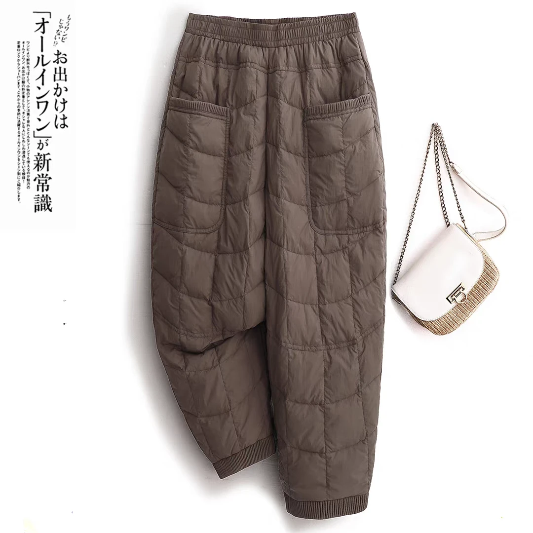 四防面料不臃肿洋气棉裤外穿冬季加绒加棉休闲哈伦裤显瘦妈妈长裤