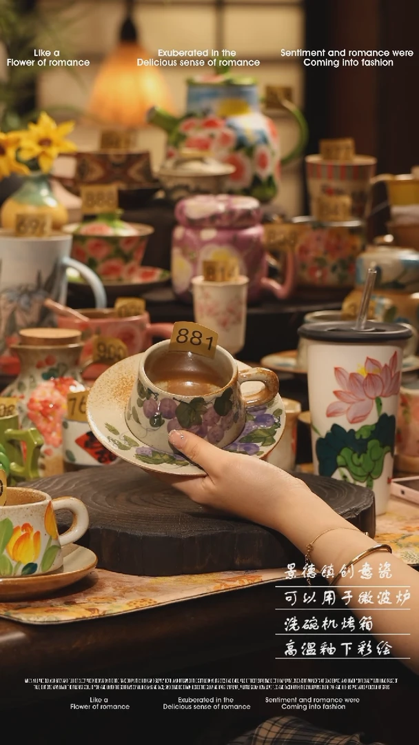 陶瓷景德镇高温釉下彩绘设计师款式