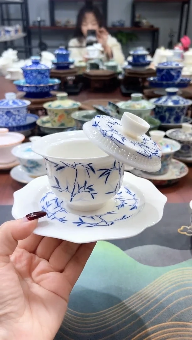 【闪购商品】360度出水元宝竹节盖碗