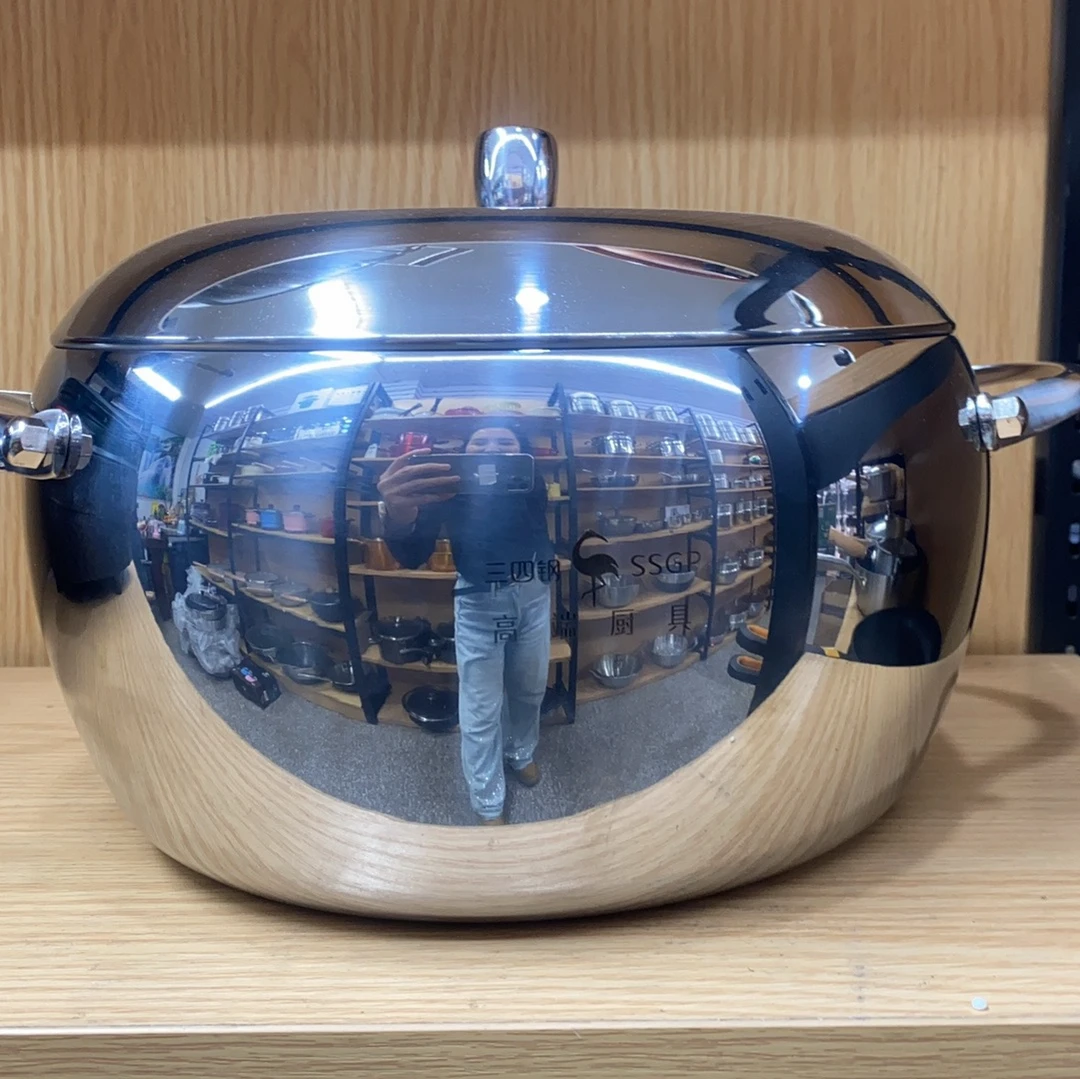 三四钢苹果锅25公分304不锈钢汤锅