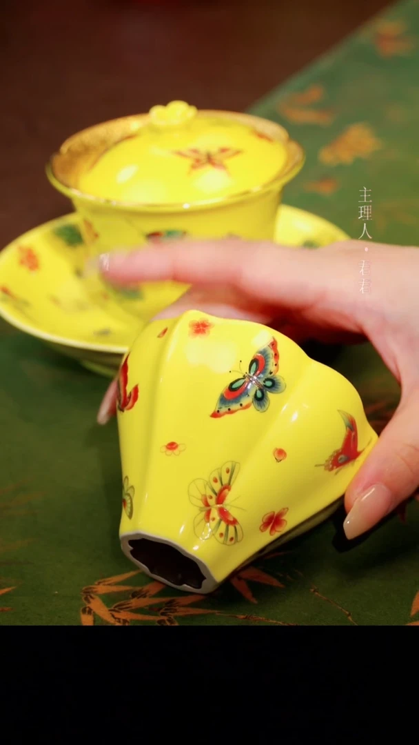 茶杯紫砂【宜景窑焦黄釉鎏金系列】杯子