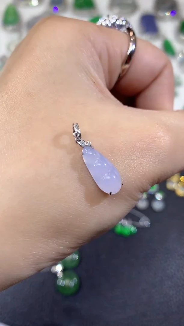 吊坠(不含链)18K金镶嵌翡翠A5  紫货有一定色差