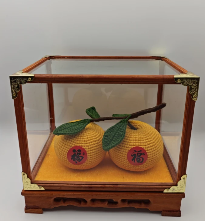 潮汕大吉摆件带展示盒纯手工钩织成品橘子乔迁入宅送礼佳品工艺品