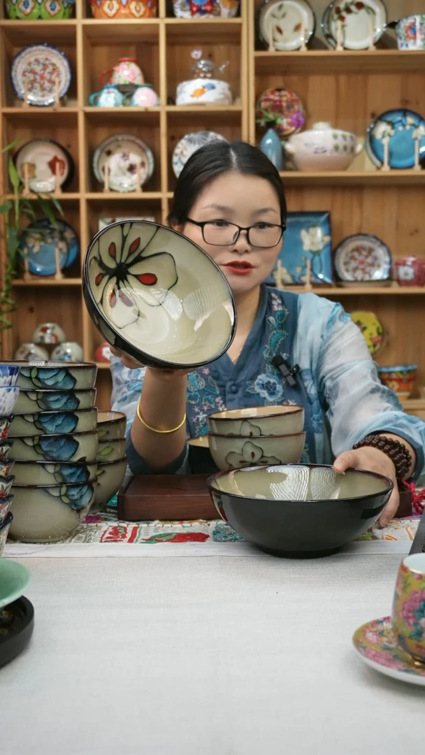 瓷片小可高温陶瓷餐具一组两只大面碗