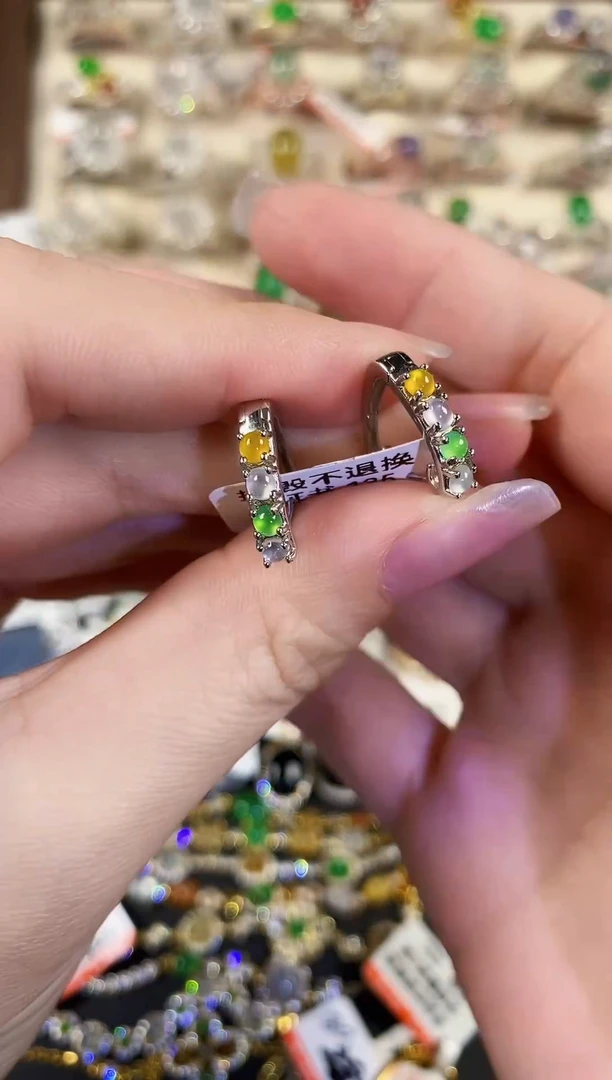 银S925镶嵌戒指翡翠天然A货翡翠42