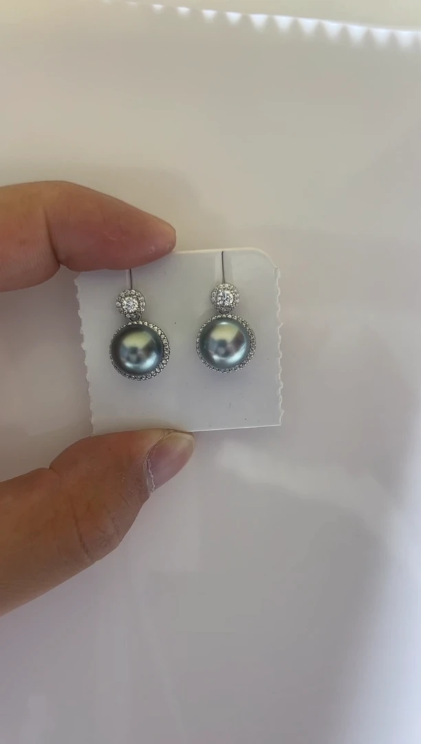 银S925镶嵌海水珍珠耳饰清货