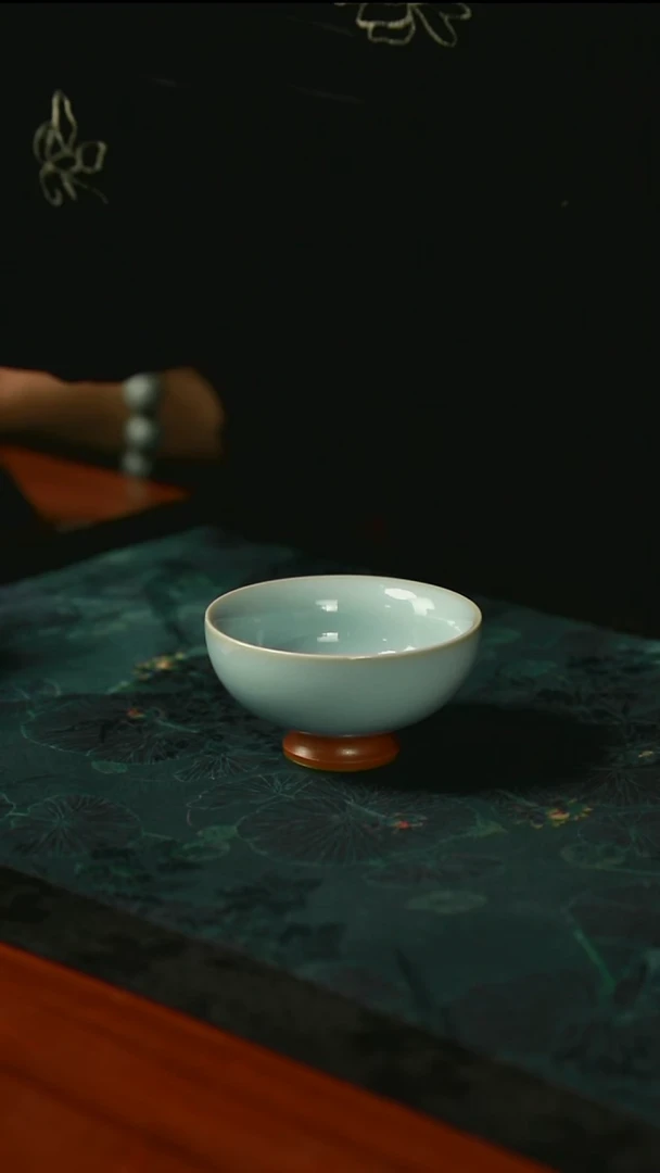 碗口杯 天青 开片 一级品