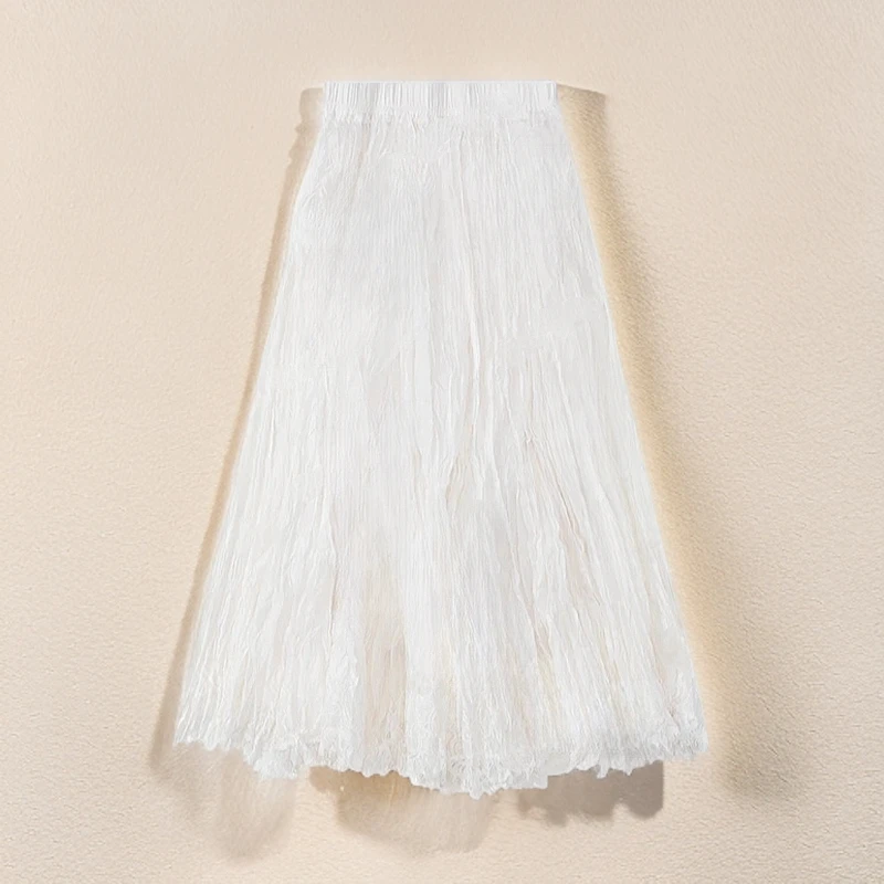 『流光溢彩』春夏褶皱感时尚休闲温柔气质迷笛半身裙