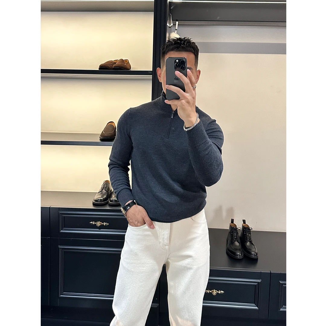 DAN LANG 389# 扬子纱线 半拉链立领针织毛衣