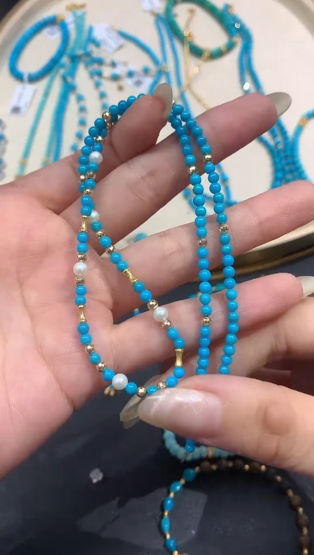 18K金镶嵌绿松石项链项链|4980