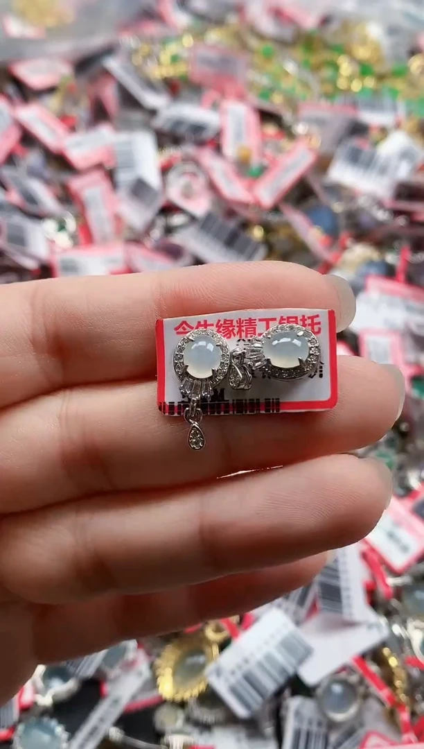 银S925镶嵌戒指翡翠天然A货缅甸翡翠