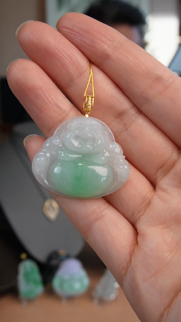 【闪购商品】翡翠颈饰18K金镶嵌 天然缅甸翡翠吊坠