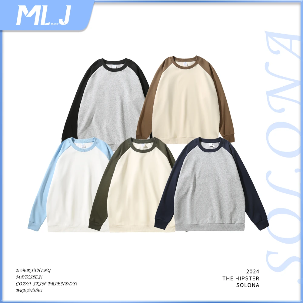 MULVJI/幕旅纪圆领插肩长袖卫衣情侣宽松复古简约休闲百搭