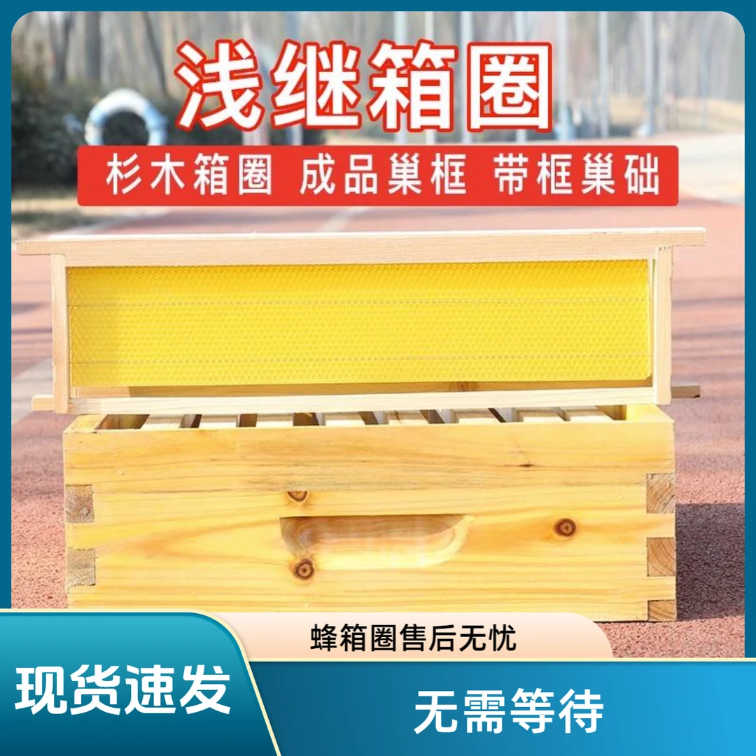 .浅继箱圈中蜂蜂箱意蜂蜜蜂箱高浅箱圈成品巢框浅隔板订箱圈