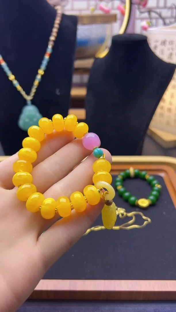 【闪购商品】蜜蜡手链14K金镶嵌S156