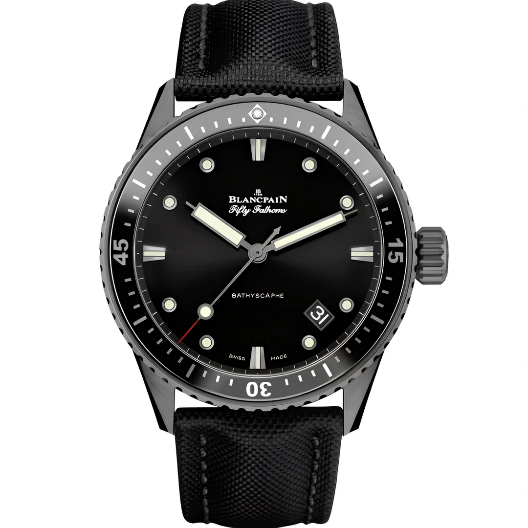 99新 Blancpain 五十噚/ 黑陶瓷潜水腕表/ 公价110000/ 5000-0130