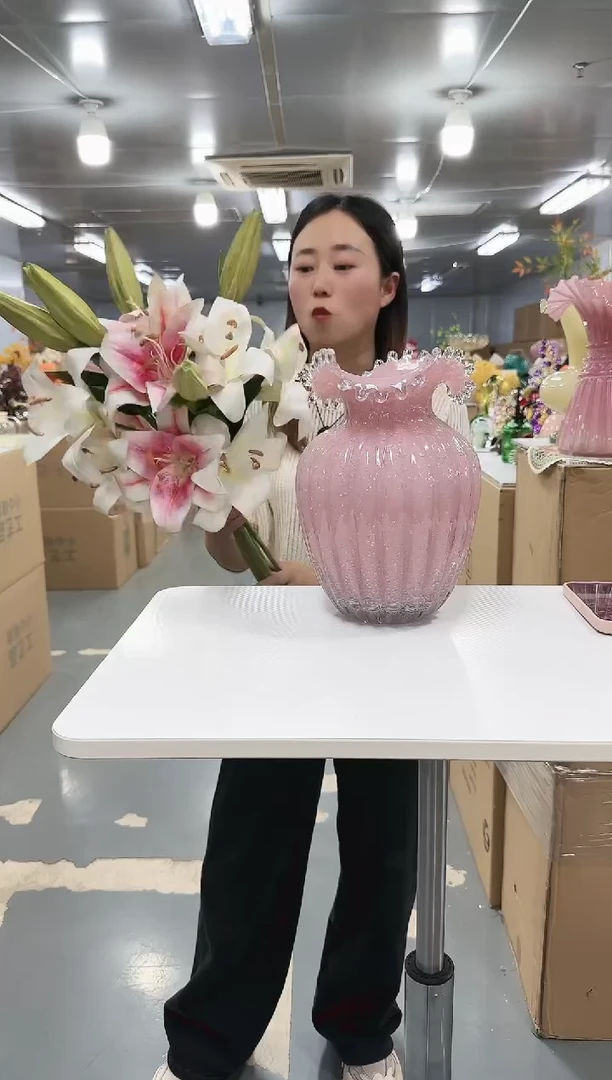 花间集水晶琉璃摆件  6只仿真花