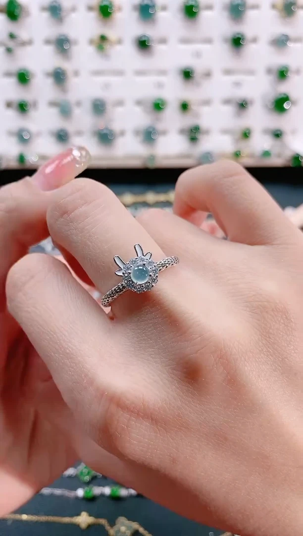 【闪购商品】翡翠戒指银S925镶嵌天然翡翠