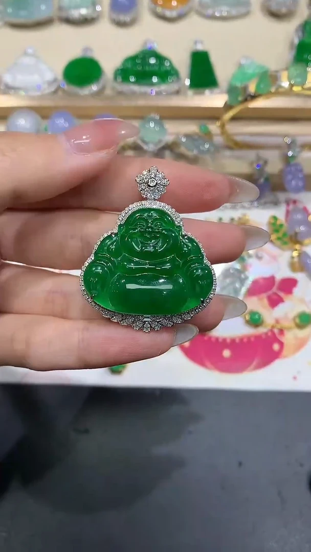 【闪购商品】翡翠吊坠(不含链)18K金镶嵌71团购