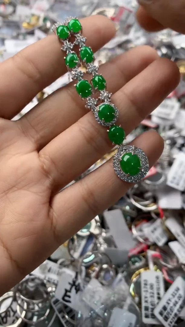 银S925镶嵌戒指翡翠777----7