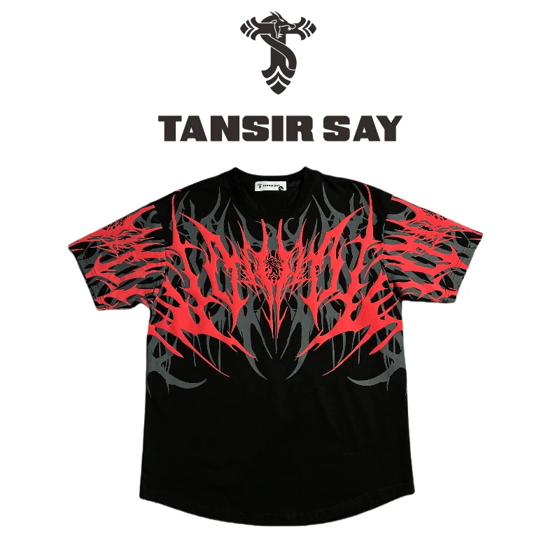 夏季短袖常规款几何圆领印花T恤针织宽松复古民族风春夏上衣