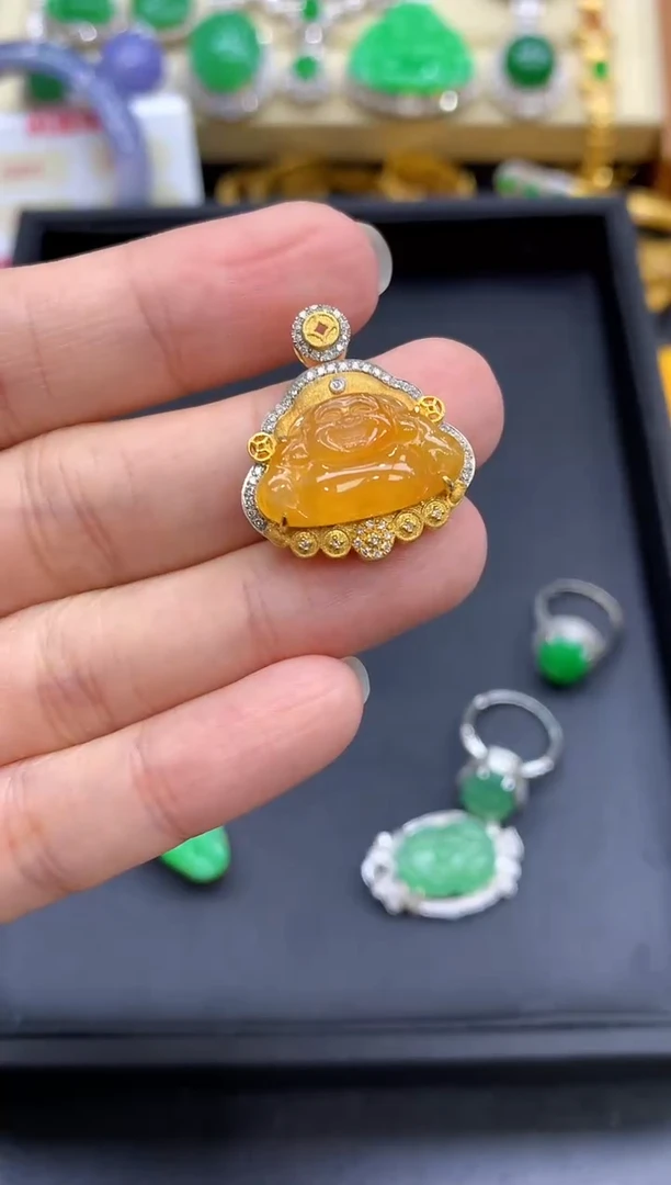 颈饰18K金镶嵌翡翠558-中国好珍宝
