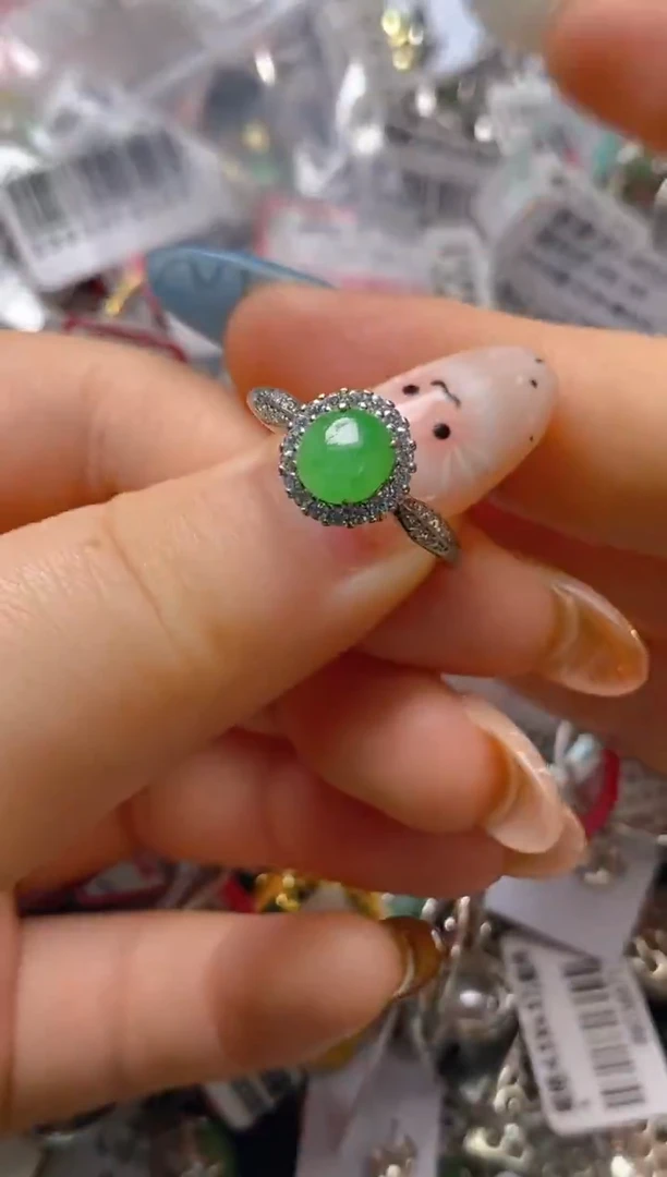 银S925镶嵌戒指翡翠百内无证书