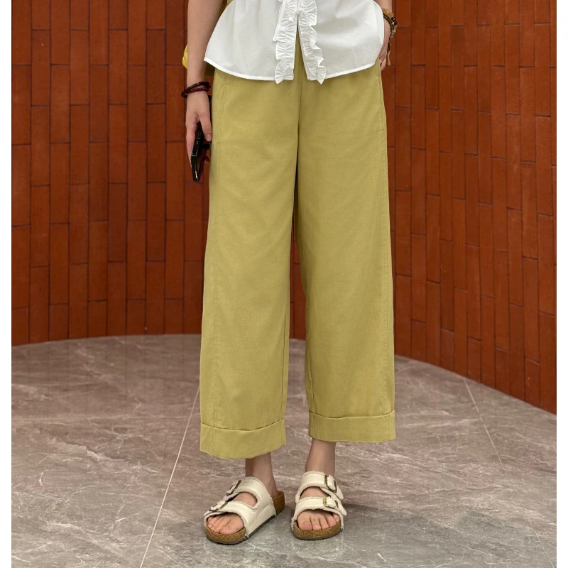 宿慕SUMU女装蕾丝花边九分裤2025新6-13夏季百搭时尚休闲裤25109