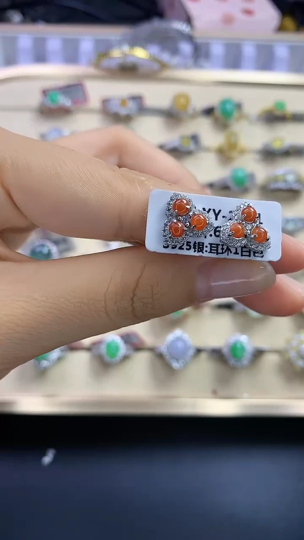 翡翠戒指银S925镶嵌翡翠 蛋面 银S925镶嵌