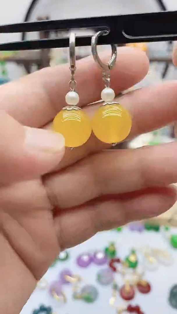 银S925镶嵌耳饰玛瑙/玉髓42